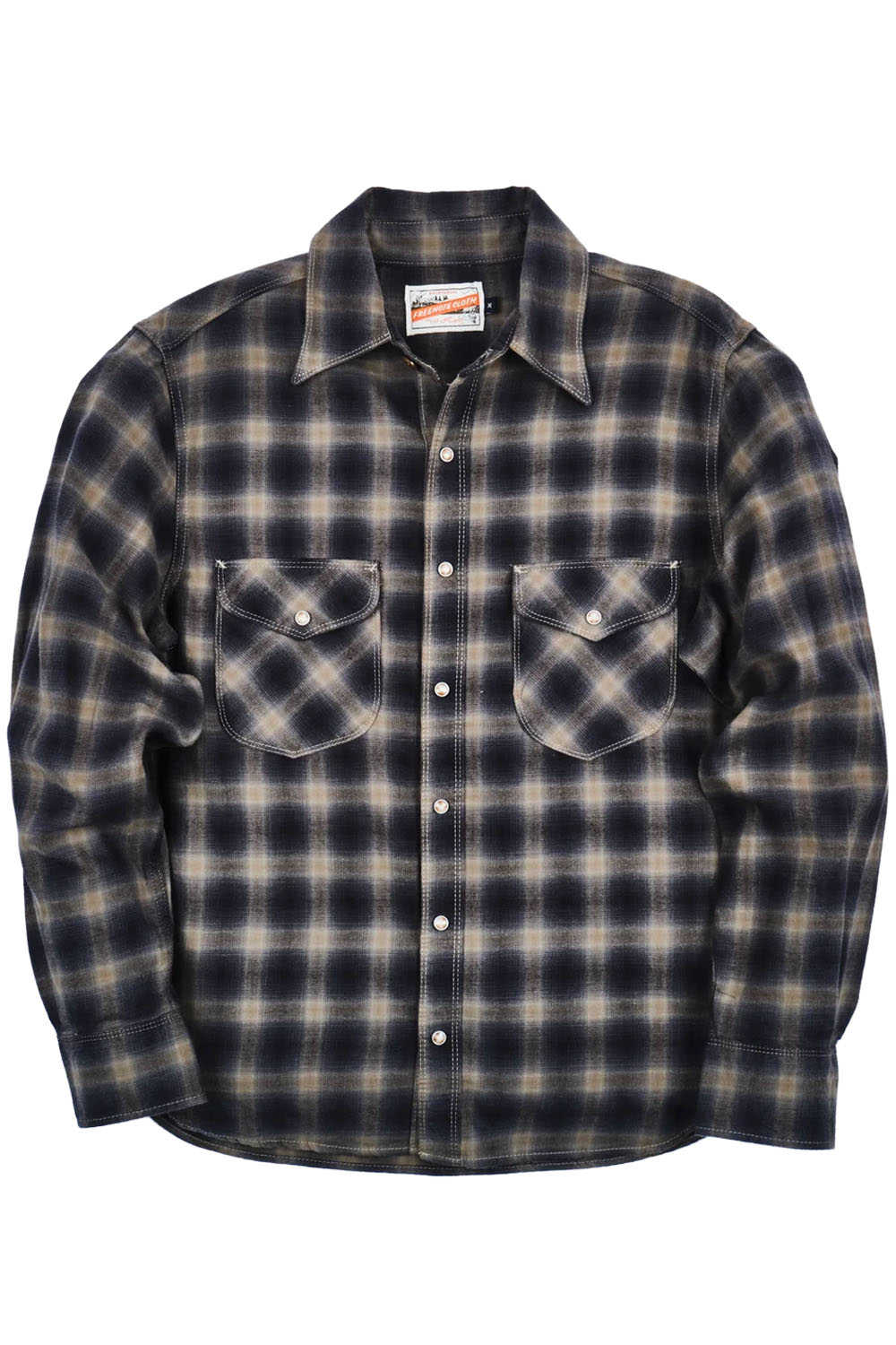 Freenote Cloth - Bodie - Navy Shadow Plaid - Flatlay Front