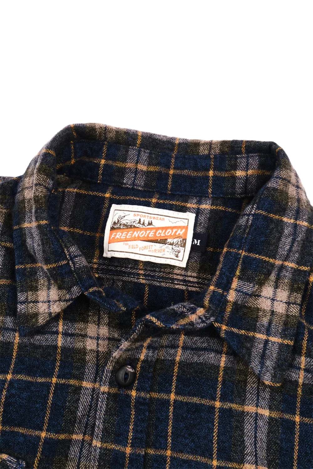 Freenote Cloth - Jepson - River Blue Plaid - Collar View