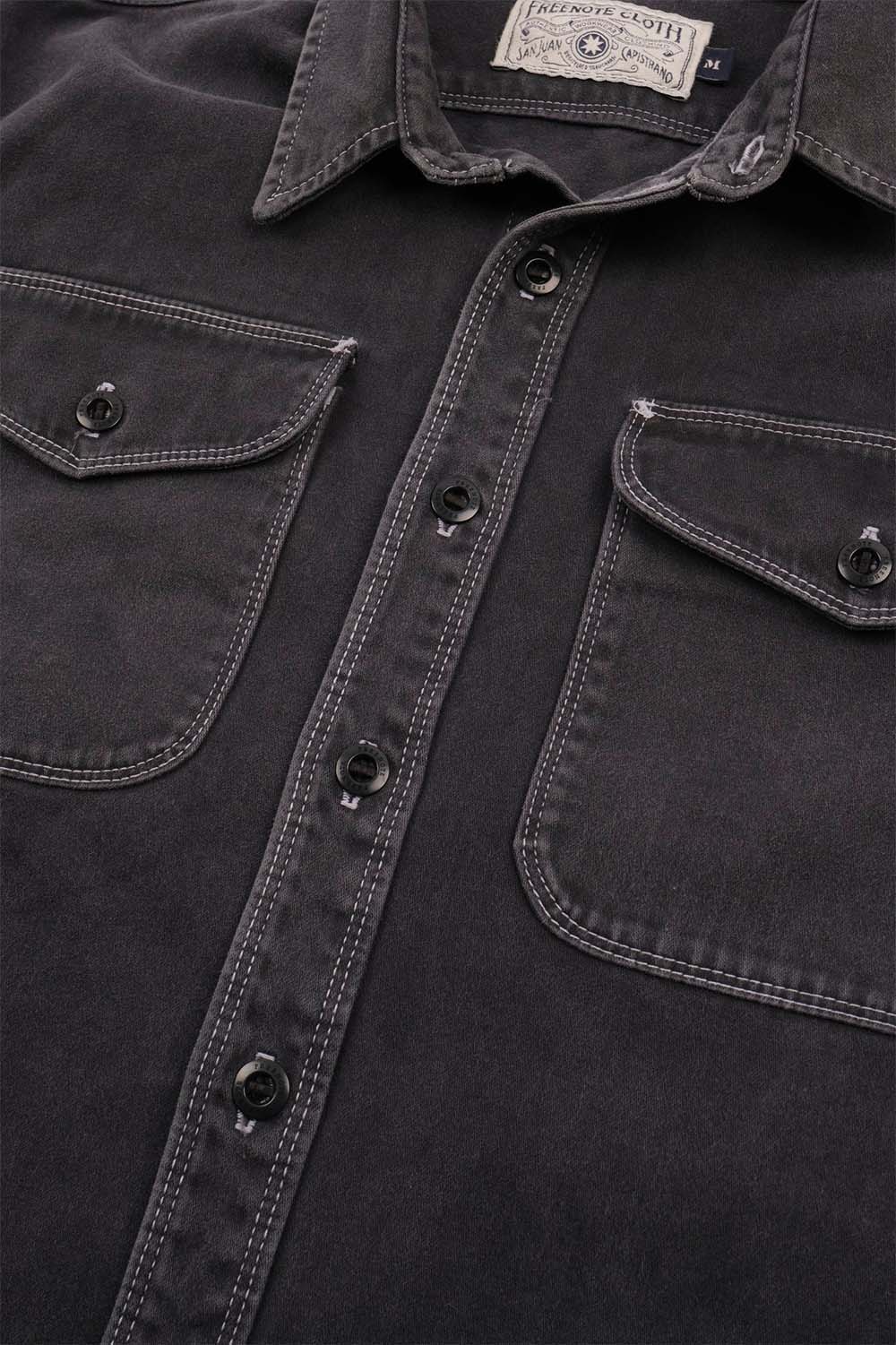 freenote cloth utility shirt charcoal detail