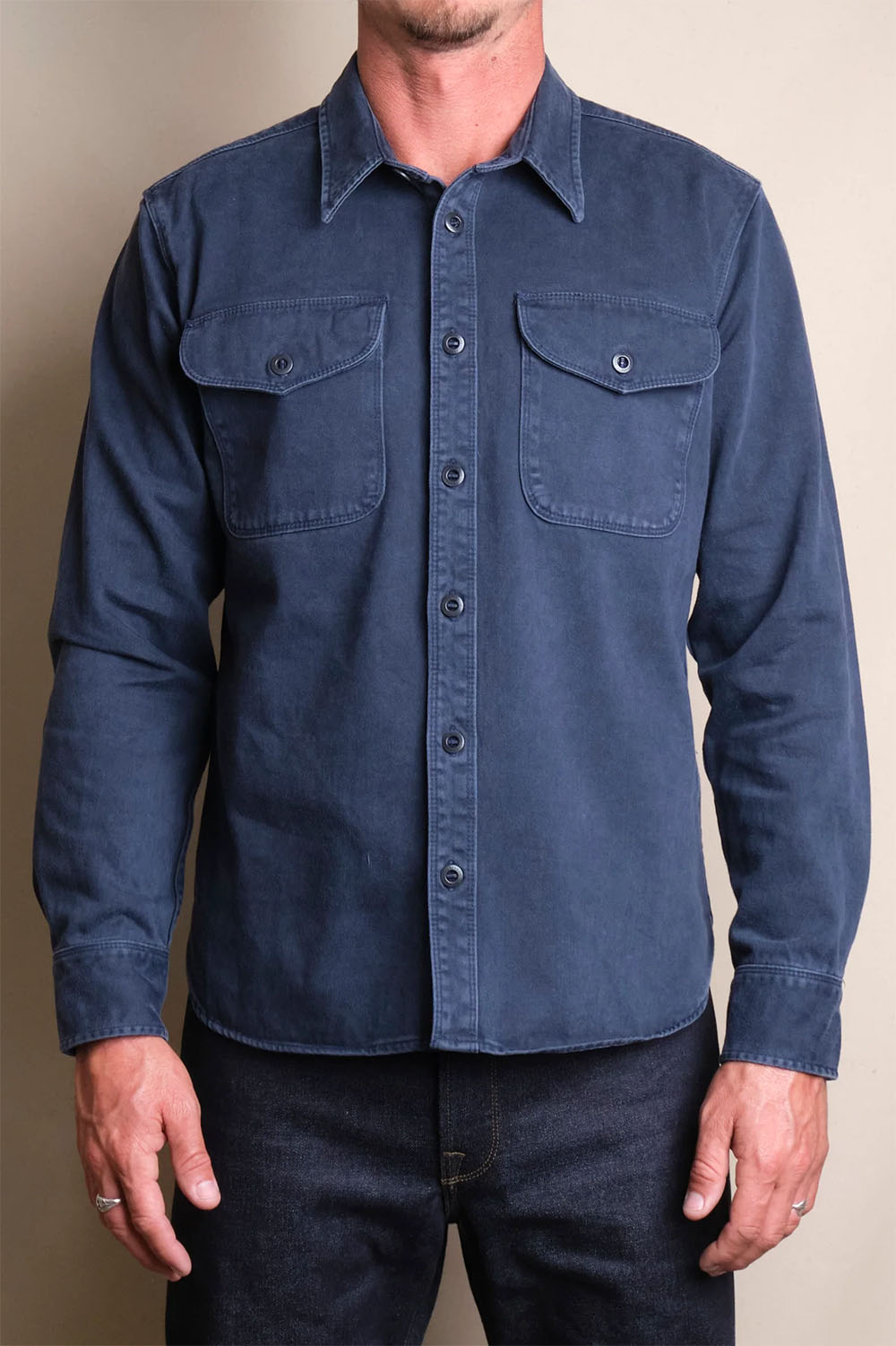 freenote utility shirt navy model