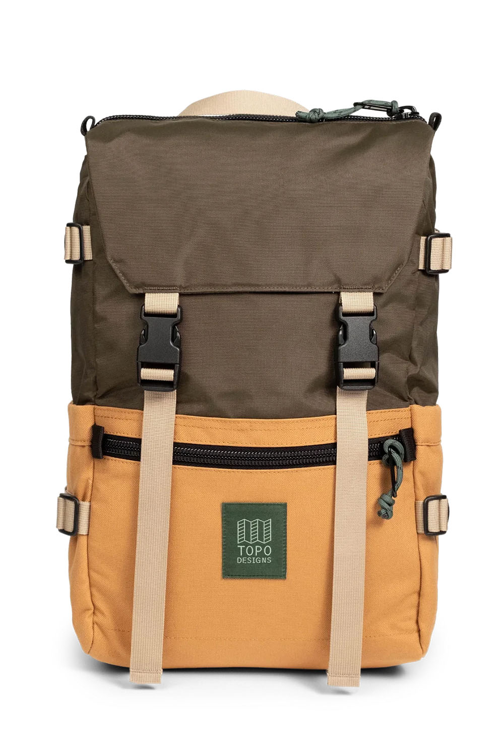 Topo Designs Rover Pack Classic in Woodland/Brown Oak — Front view