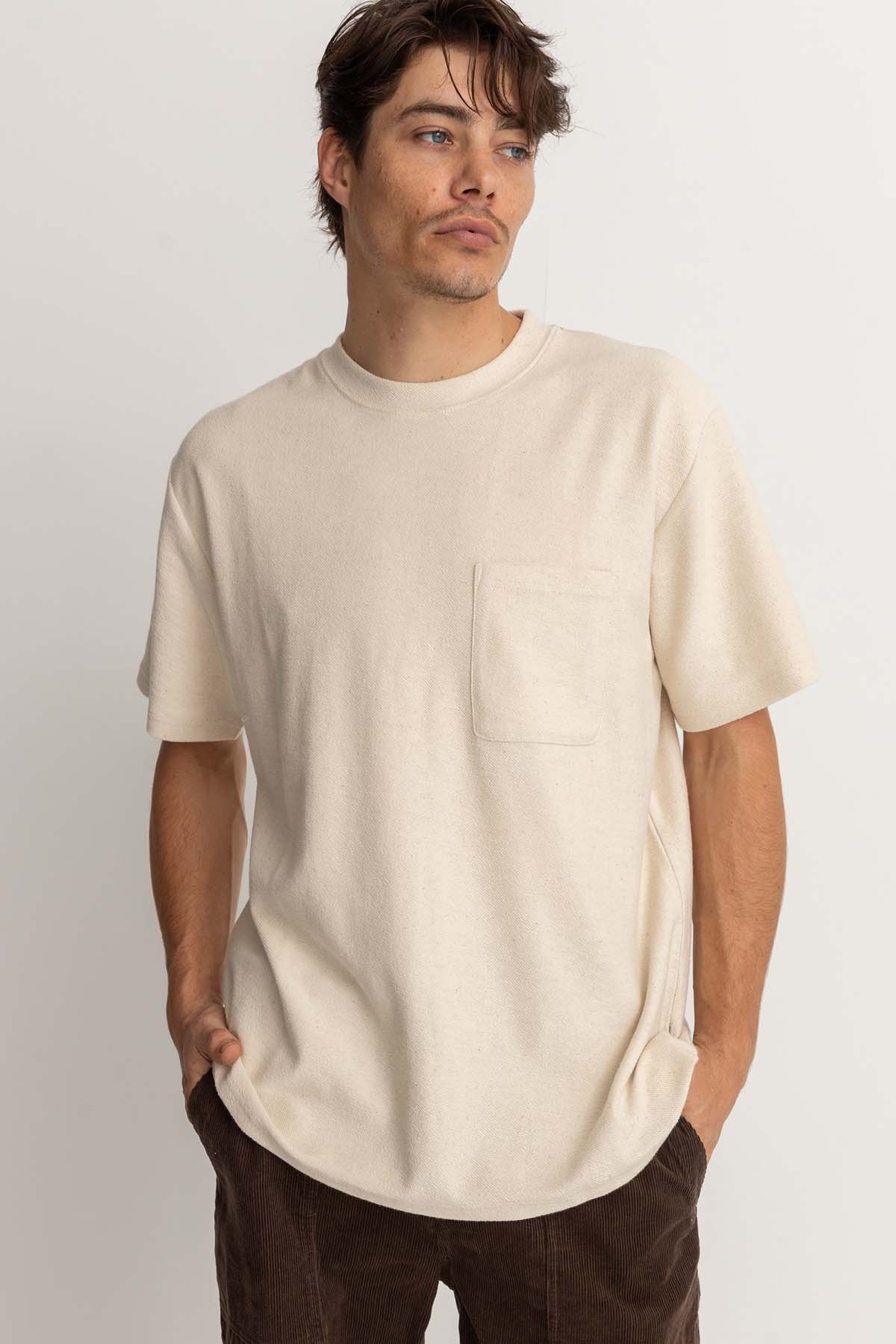 Rhythm - Vintage Terry SS T-Shirt - Natural - Front