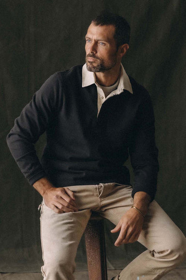 Taylor Stitch - The Rugby Shirt - Coal - Model