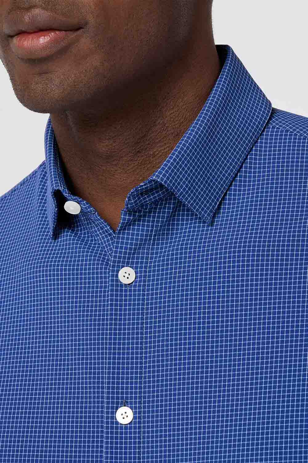 Mizzen + Main - Leeward LS - Cobalt Jared Grid - Detail