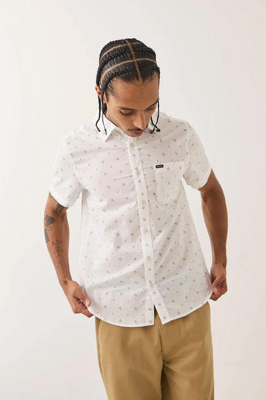 Brixton Charter Print Short Sleeve in White/Geo — Front view