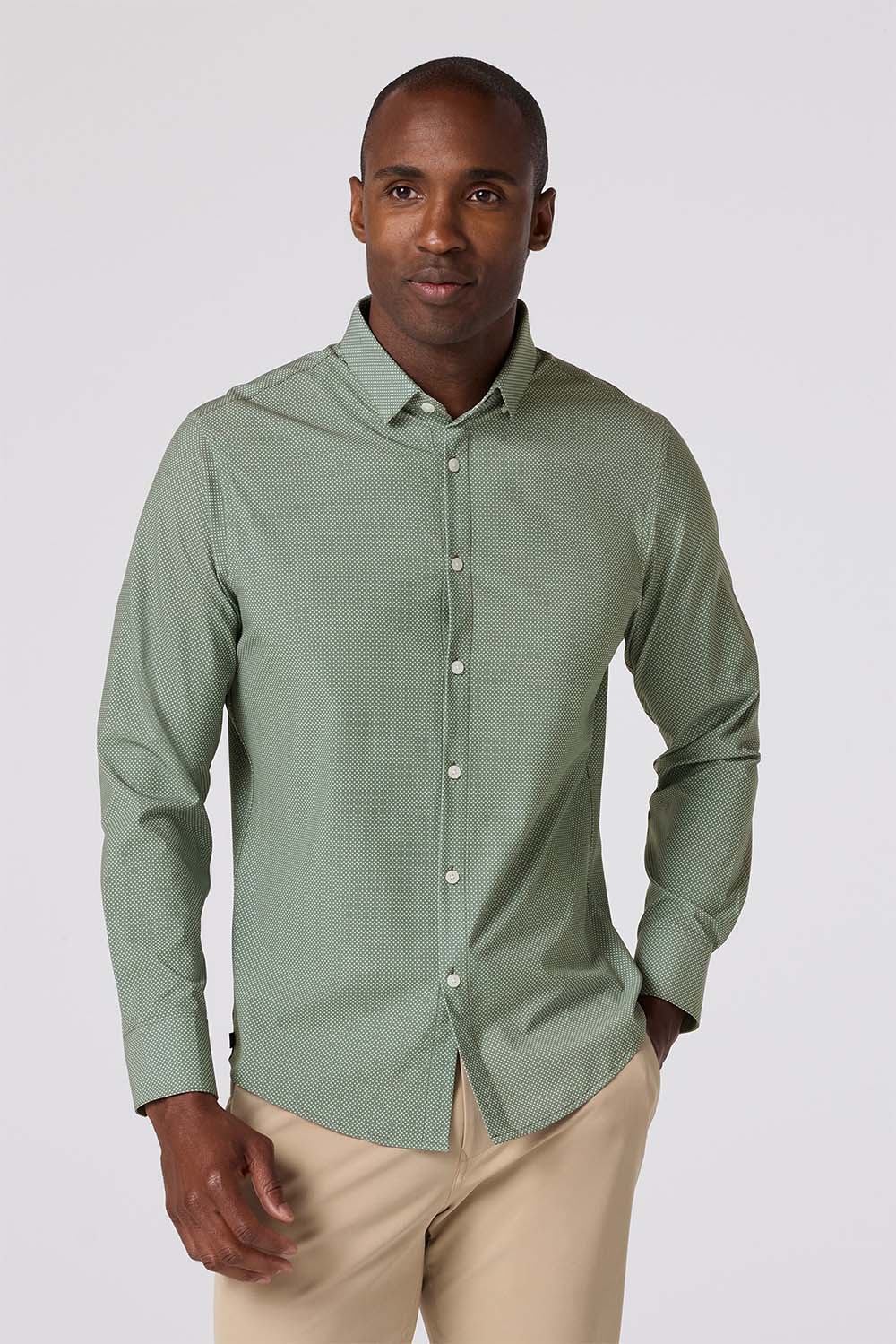 Mizzen + Main - Leeward LS - Olive Pressed Diamond - Front