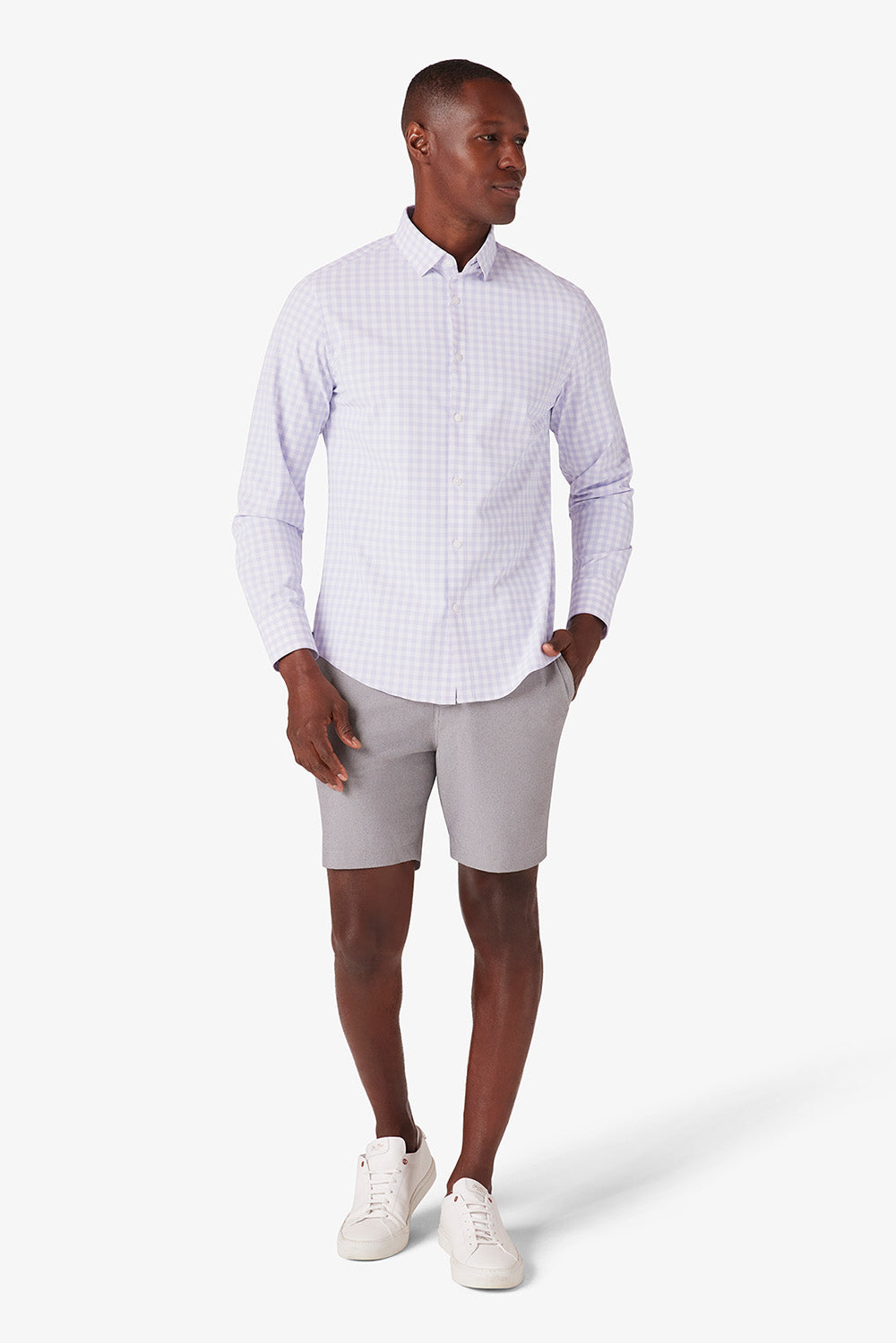 Mizzen + Main - Leeward LS - Lilac Madison Check - Front