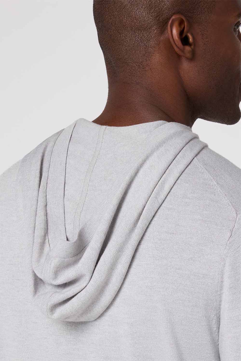 Mizzen + Main - Heritage Sweater Hoodie - Light Gray Heather - Back Detail