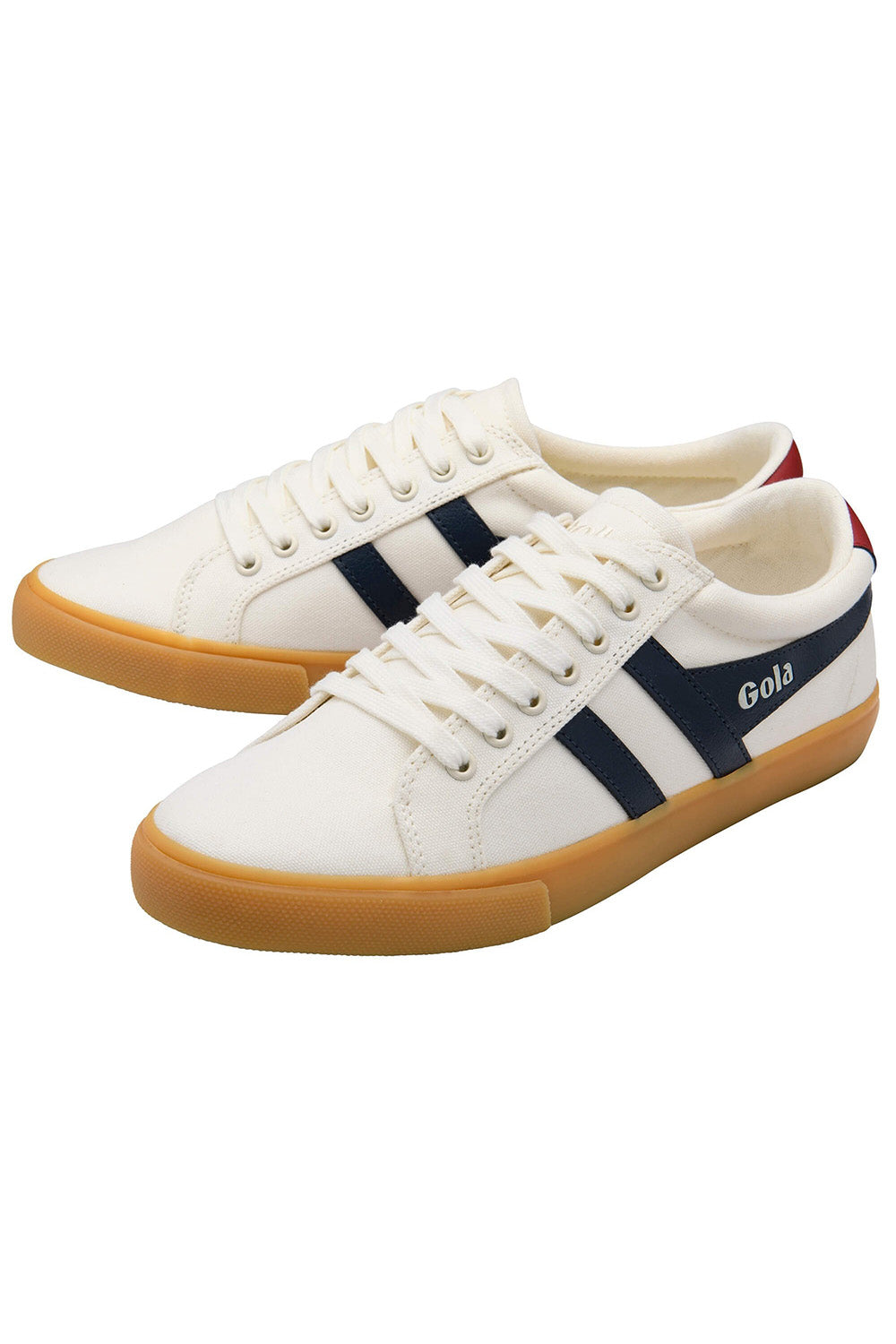 gola varsity plimsolls off white navy deep red gum 