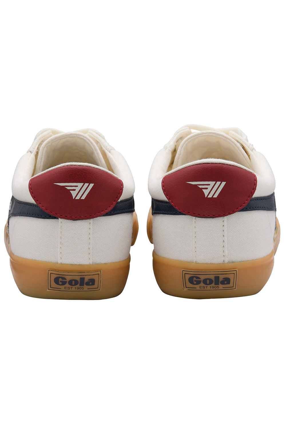 gola varsity plimsolls off white navy deep red gum back
