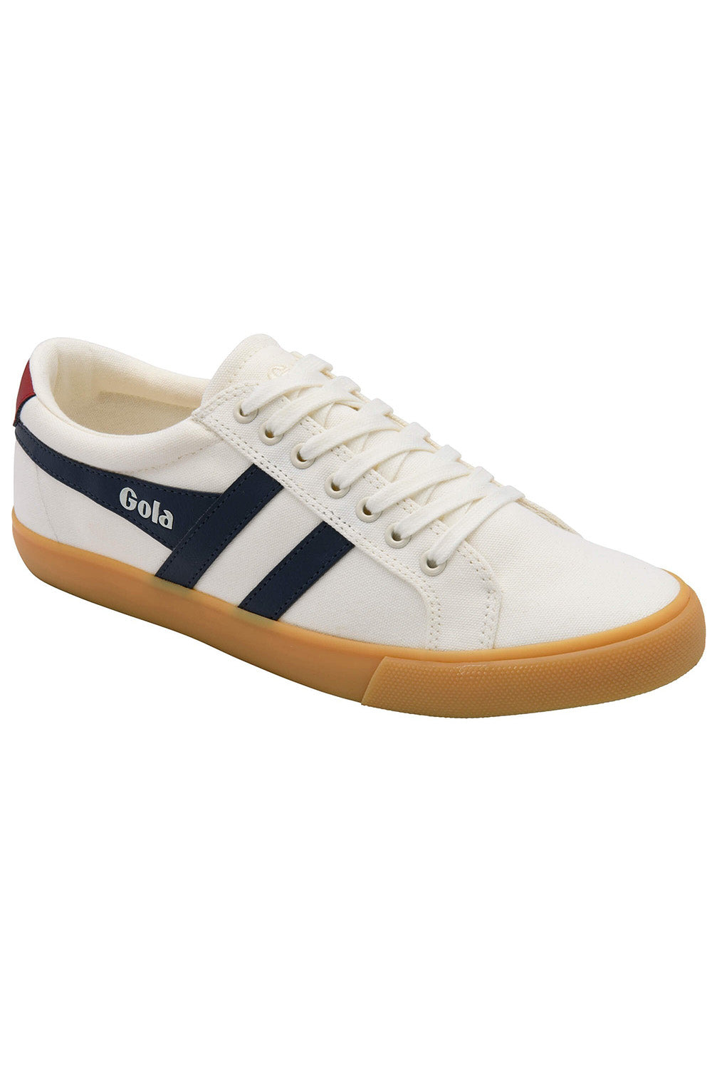 gola varsity plimsolls off white navy deep red gum profile
