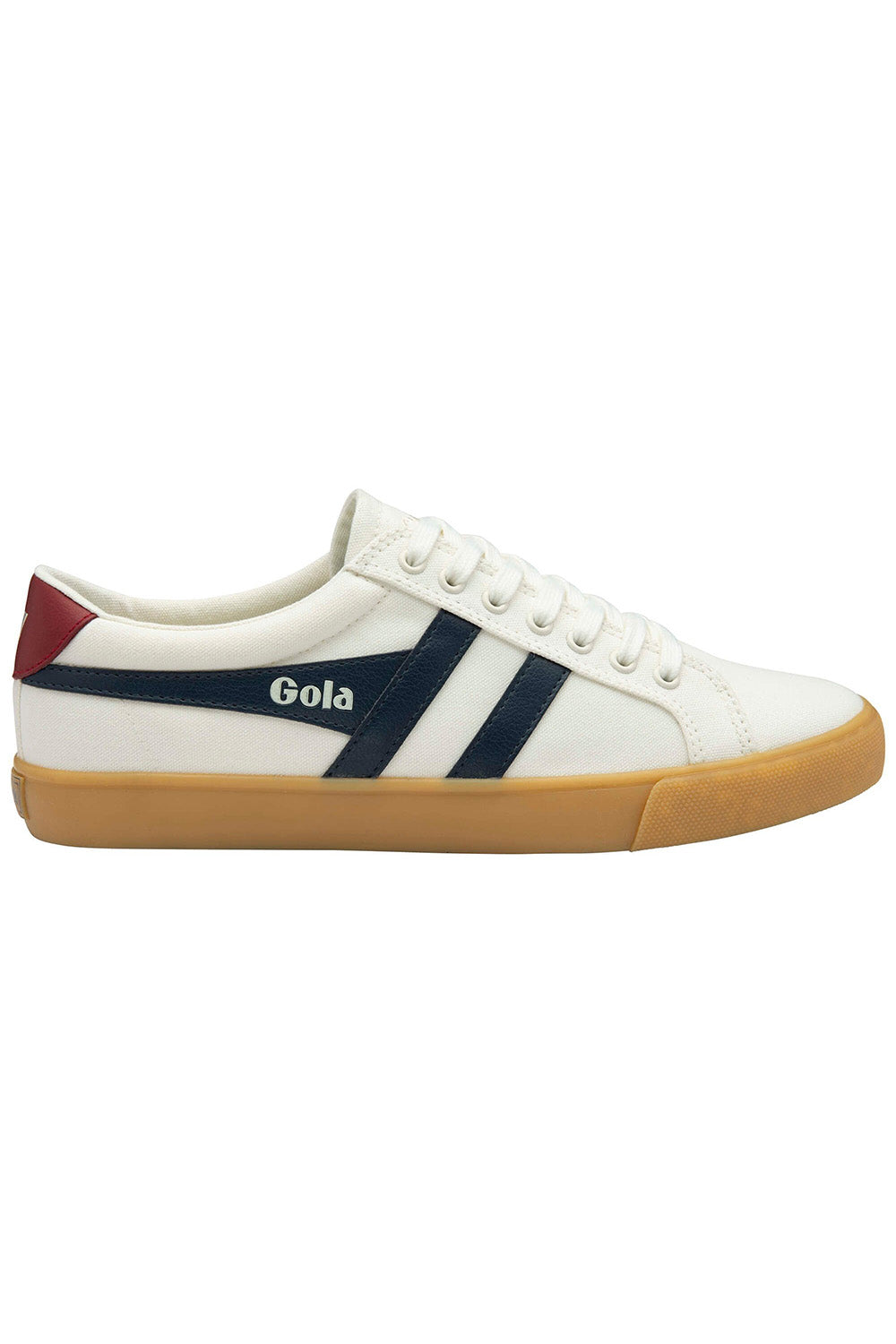 gola varsity plimsolls off white navy deep red gum side