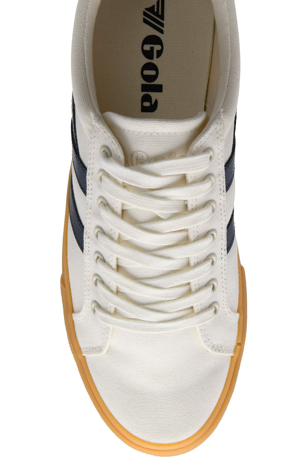 gola varsity plimsolls off white navy deep red gum top