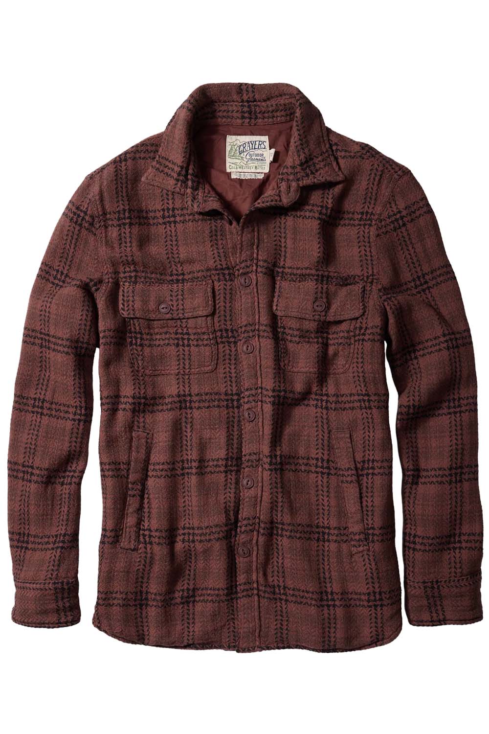 Grayers - Brawny Loopweave Shirt Jacket - Maroon - Flatlay Front