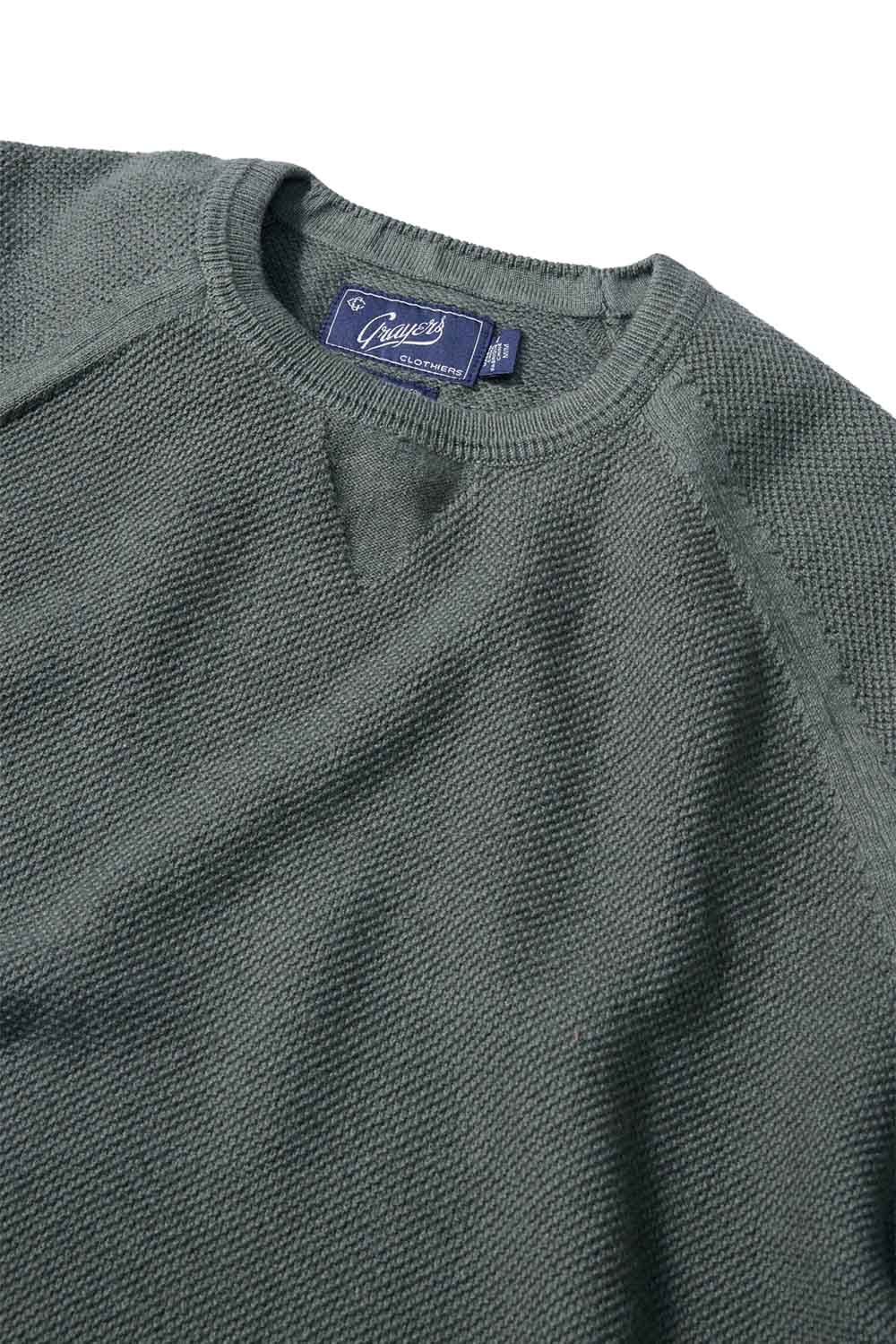 Grayers - Ernest Cashmere Crew - Green - Detail Collar