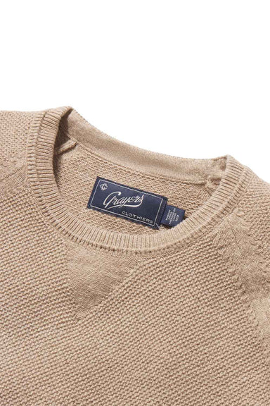 Grayers - Ernest Cashmere Crew - Oatmeal - Detail Collar