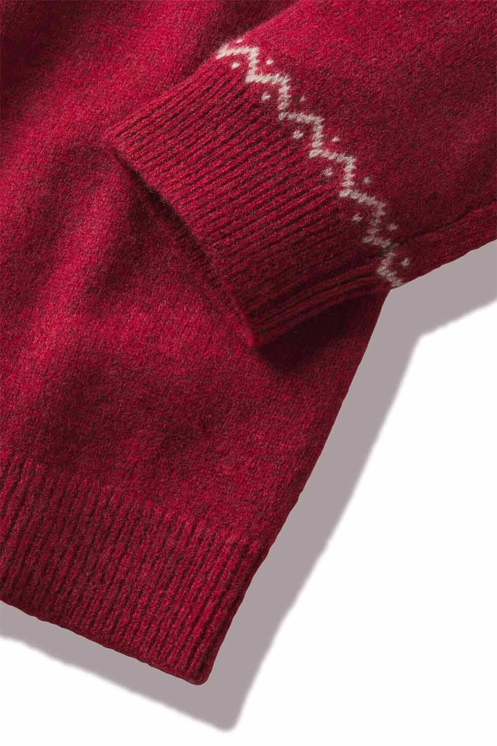 grayers reindeer lambswool crew holiday red hem