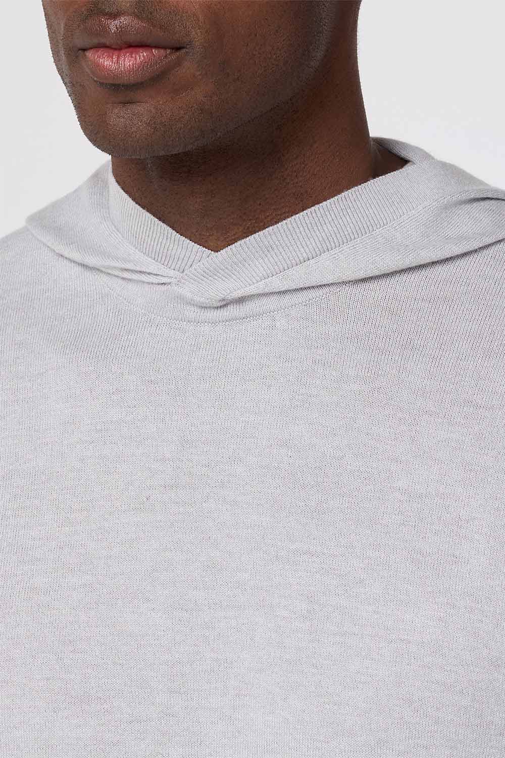 Mizzen + Main - Heritage Sweater Hoodie - Light Gray Heather - Front Detail