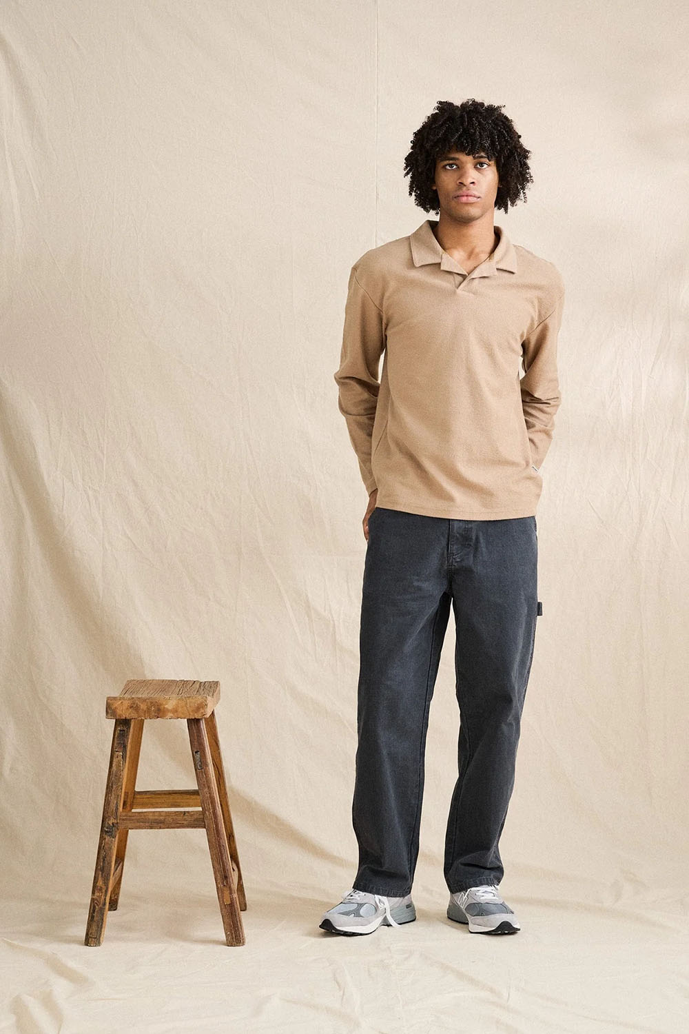 Rhythm Kapu Rugby Polo in Incense — Full-Body view