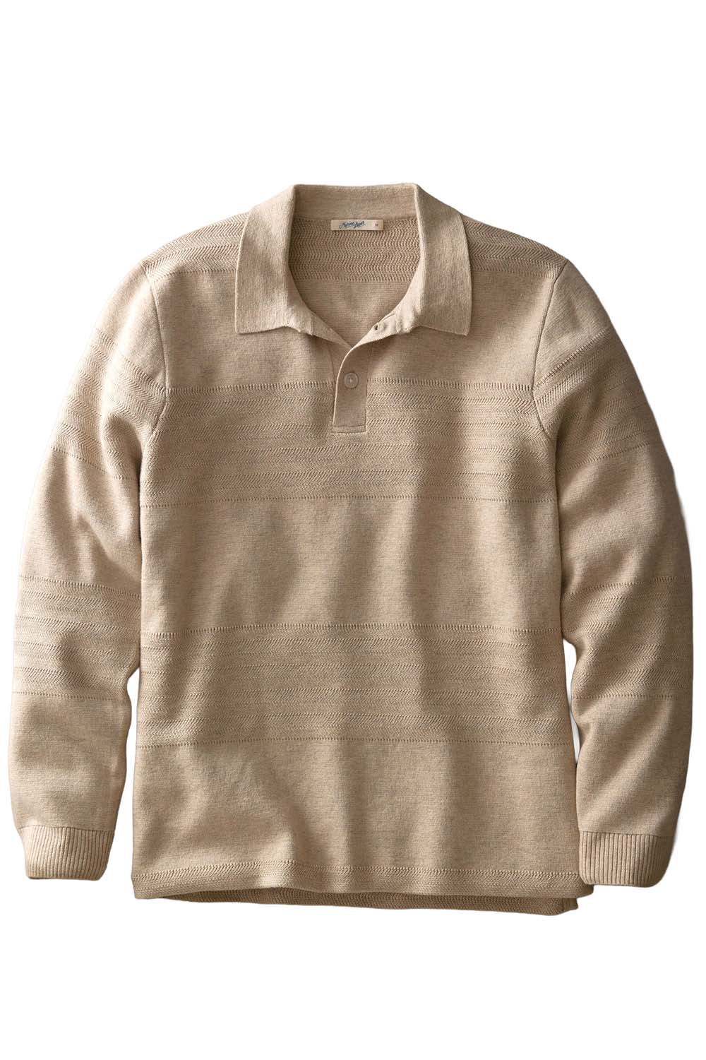 Marine Layer Rugby Sweater Polo in Driftwood — Flatlay view