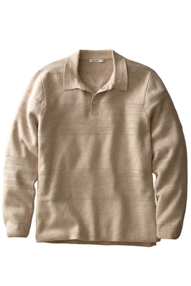Marine Layer Rugby Sweater Polo in Driftwood — Flatlay view