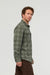 Duer Performance Flannel Overshirt in Thyme Plaid — Side view