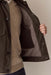 Marine Layer Waxed Trucker Jacket in Olive — Detail interior view