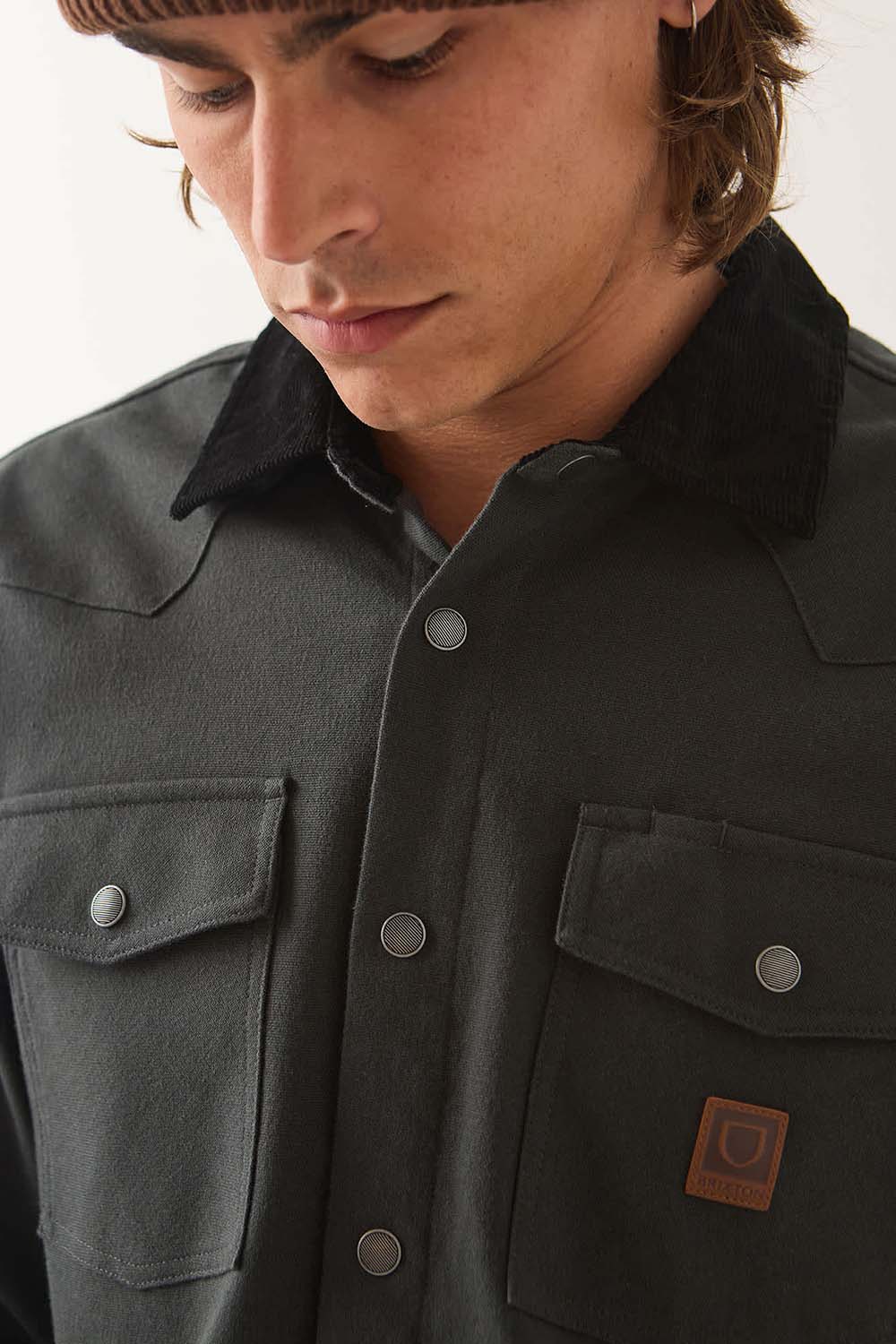 Brixton - Bowery Builders Ranch Performance Flannel - Black - Model Detail