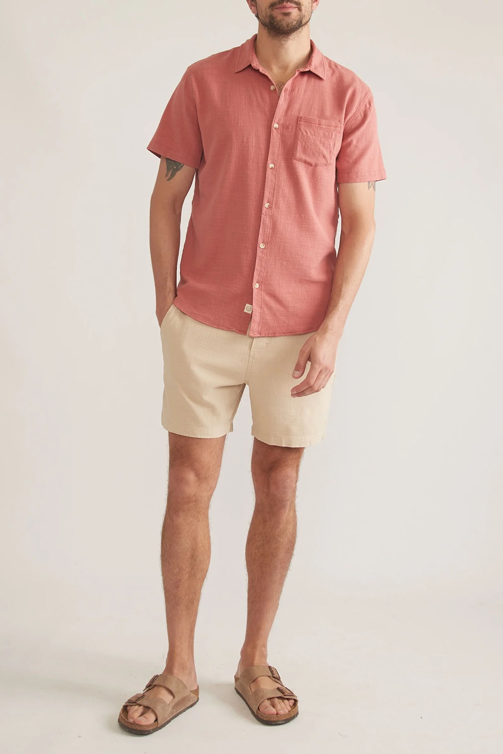 Marine Layer - Stretch Selvage Shirt - Rust - Front