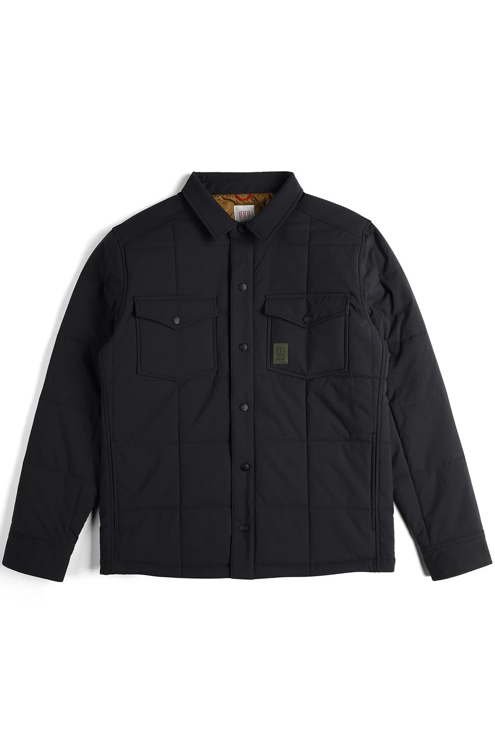 Topo Designs Puffer Shirt Jacket in Black — Front view