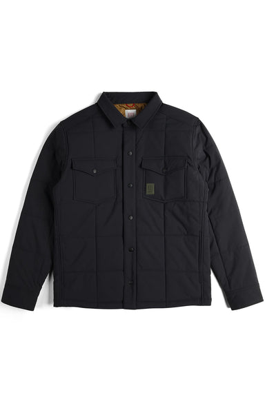 Topo Designs Puffer Shirt Jacket in Black — Front view
