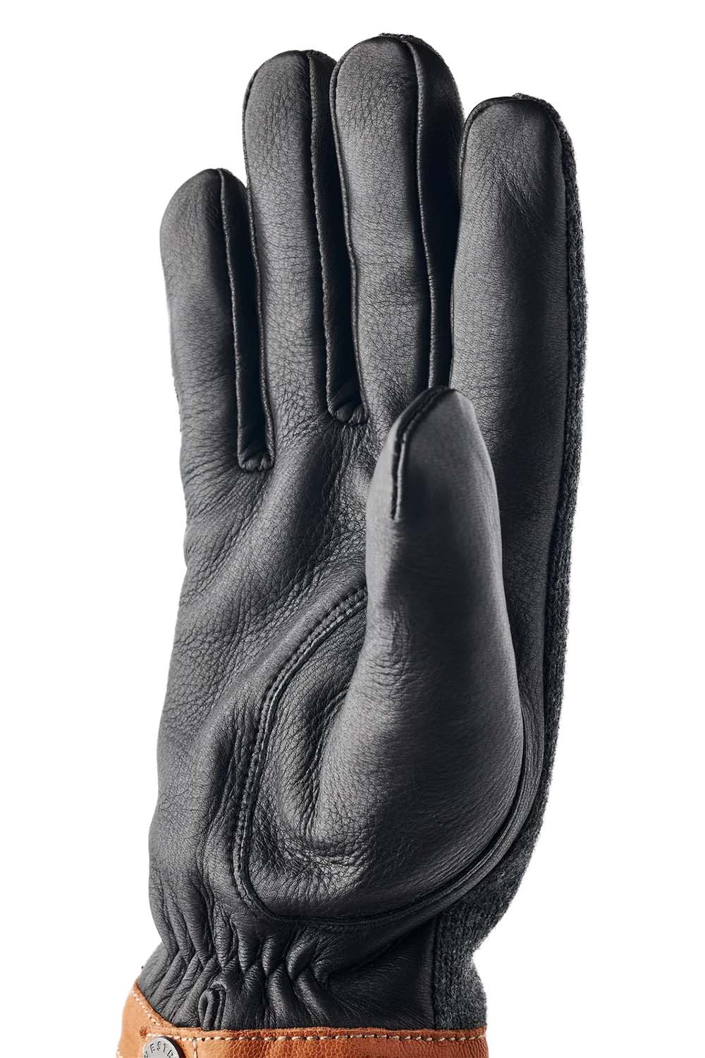 Hestra - Deerskin Wool Tricot - Charcoal/Black - Front View