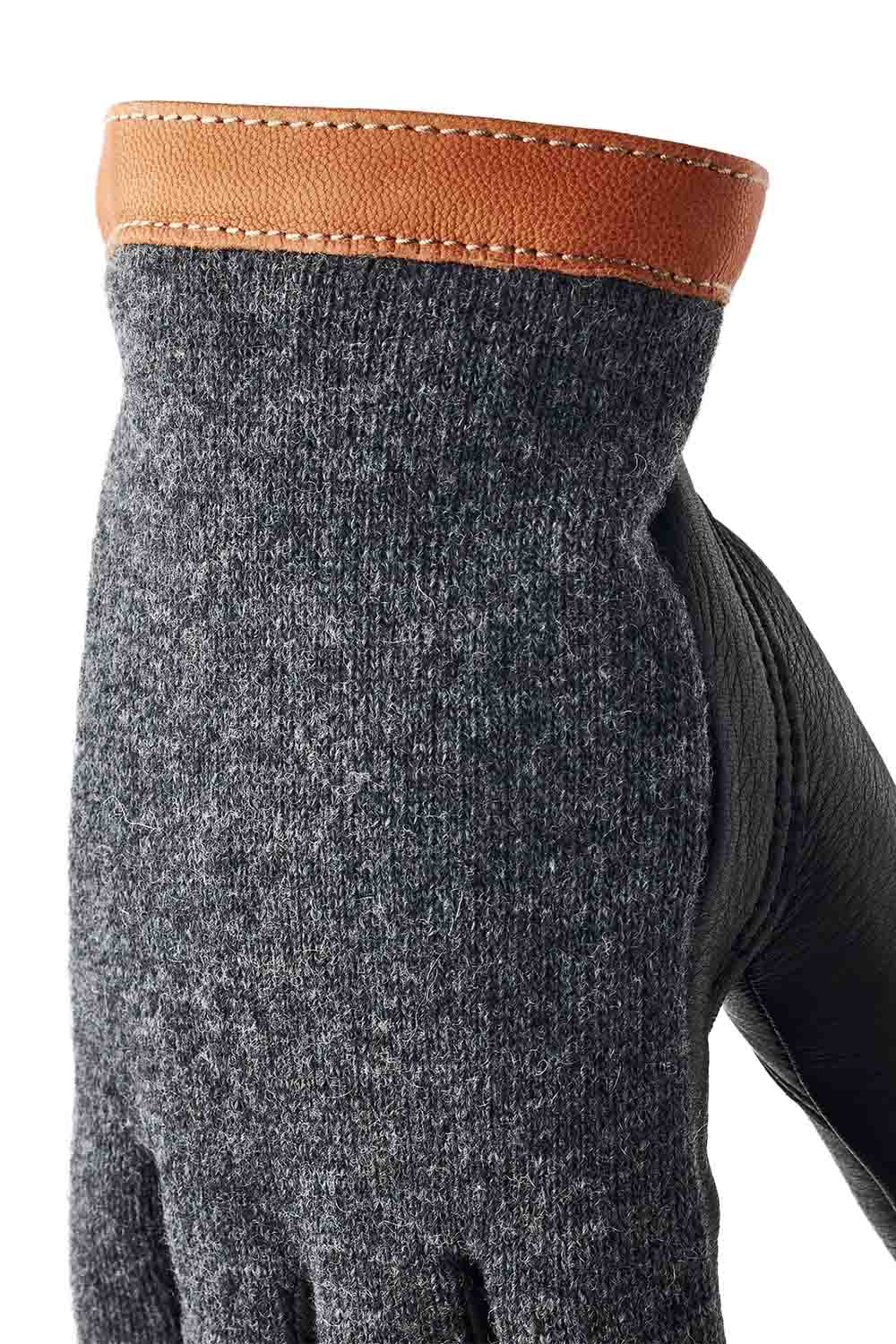 Hestra - Deerskin Wool Tricot - Charcoal/Black - Hem View