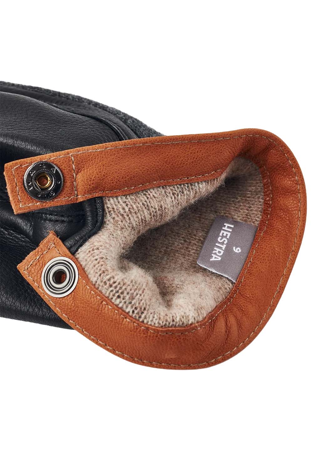 Hestra - Deerskin Wool Tricot - Charcoal/Black - Inside View