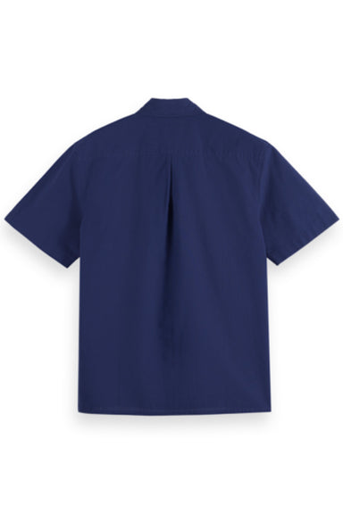 Scotch & Soda - Solid Cotton Shirt - Navy Blue - Back