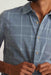 Marine Layer - LW Plaid Cord LS Shirt - Indigo Plaid - Detail