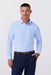 Mizzen+Main Leeward Dress Shirt in Cloud Blue Chalk Stripe — Front view