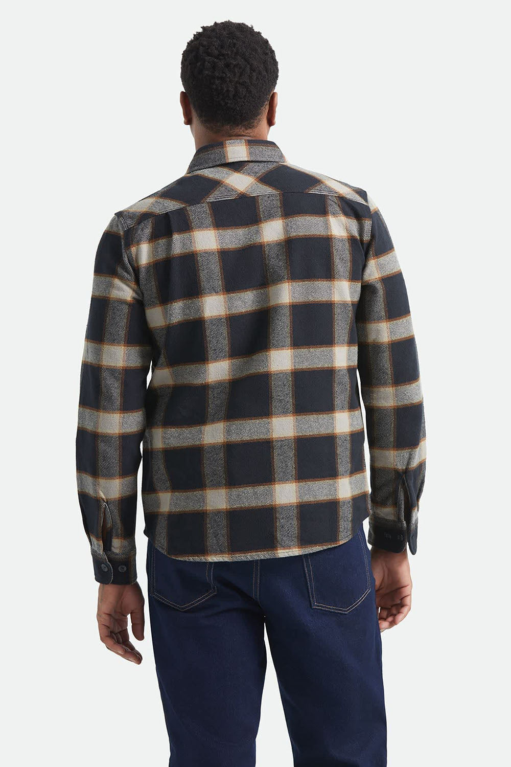 Brixton - Bowery Flannel - Black/Cream - Model Back
