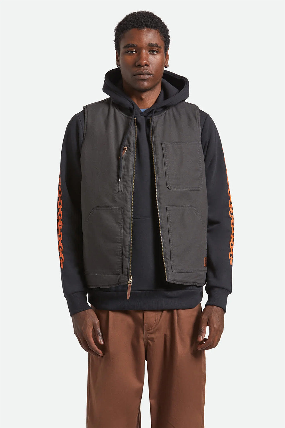 Brixton Builders Abraham Vest Bark Camo Front