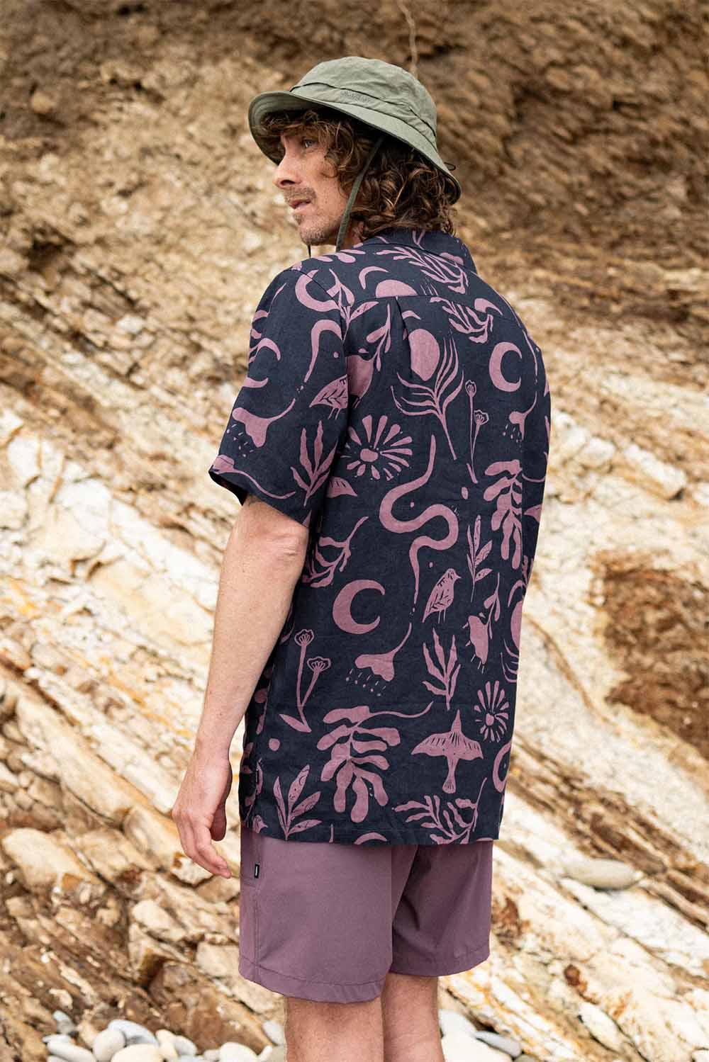 Finisterre - Atlas SS Shirt - Navy/Fig - Back