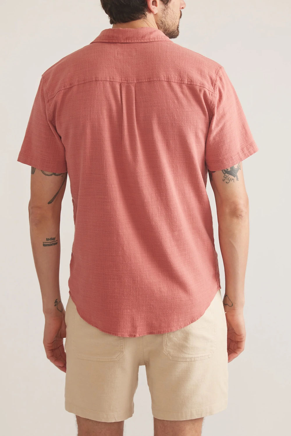 Marine Layer - Stretch Selvage Shirt - Rust - Back