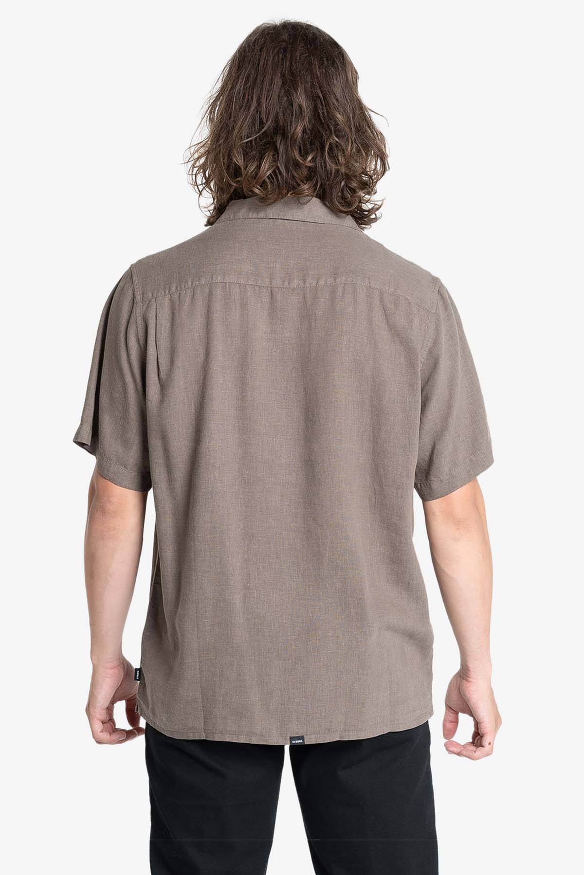 Thrills - Hemp Minimal Thrills Bowling Shirt - Light Canteen - Back