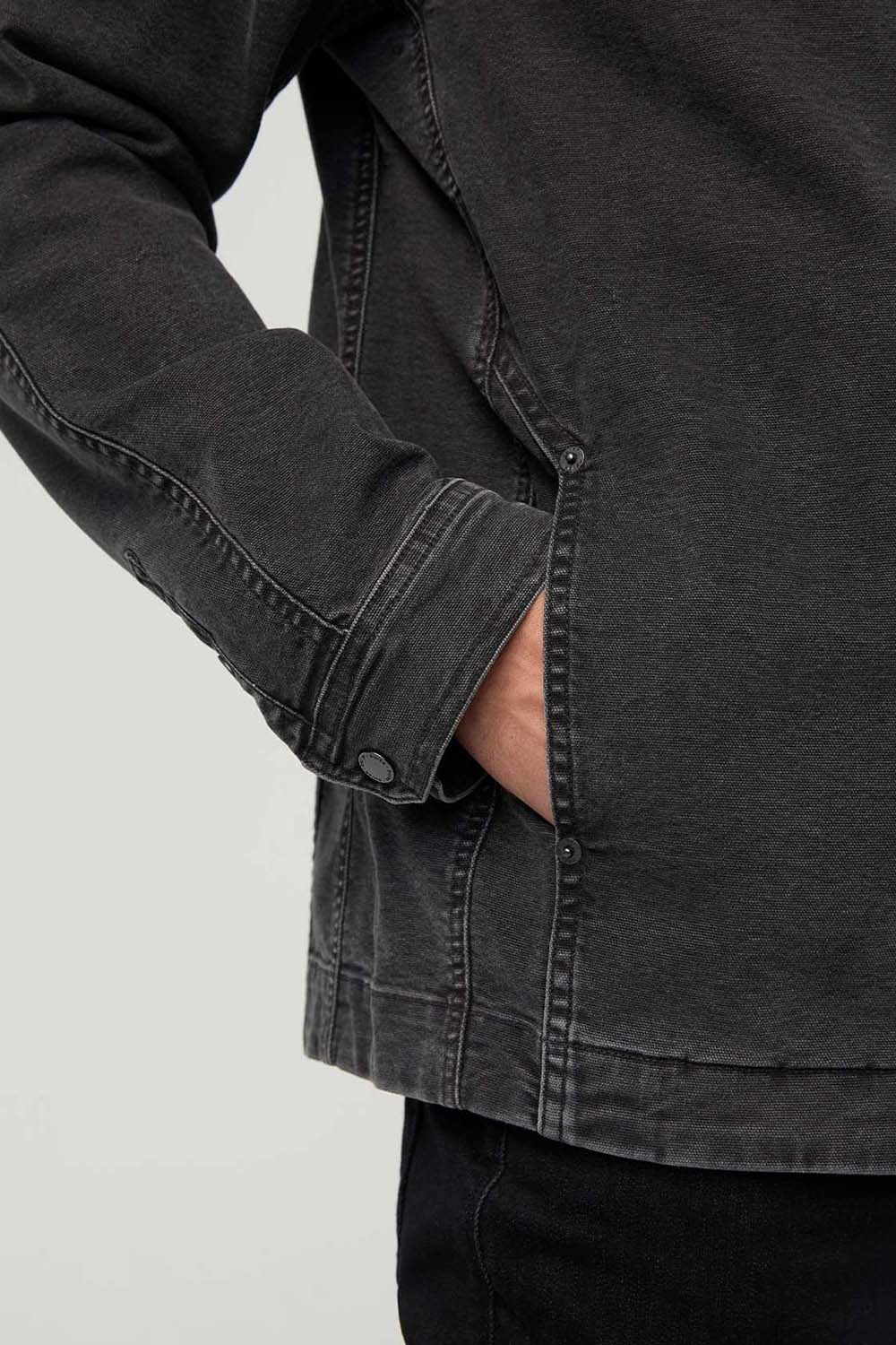 Duer Stretch Canvas Work Jacket in Black — Detail-2 view