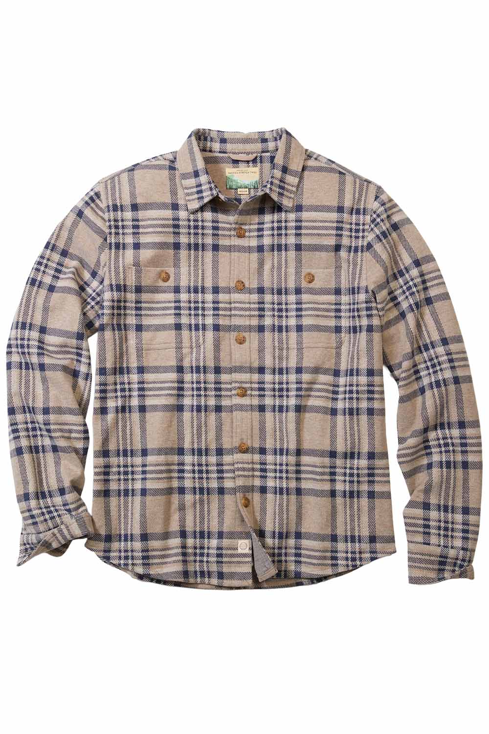 Marine Layer - PACIFICA STRETCH OVERSHIRT Taupe Plaid - Flatlay