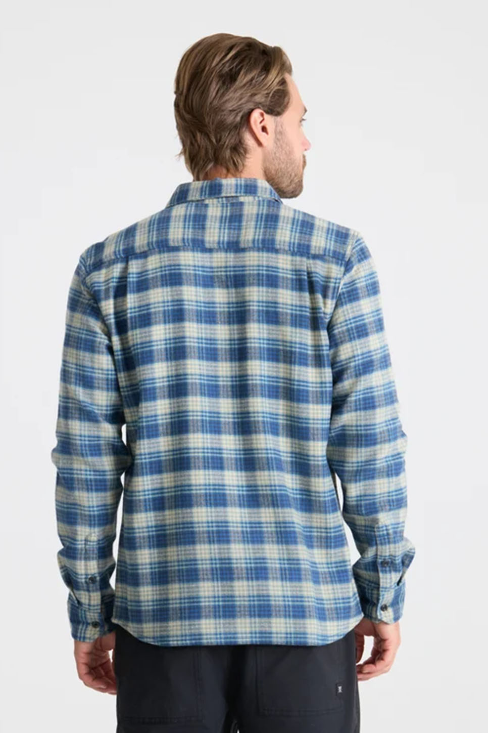 Roark Revival Crossroads Flannel in Deep Blue — Back view