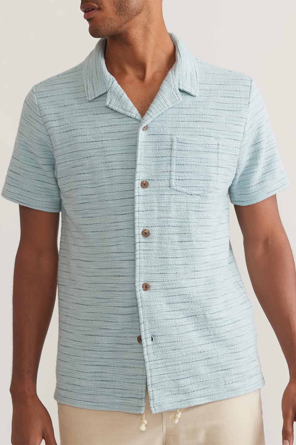 Marine Layer - Beach Texture Resort Shirt - Sterling Blue - Front