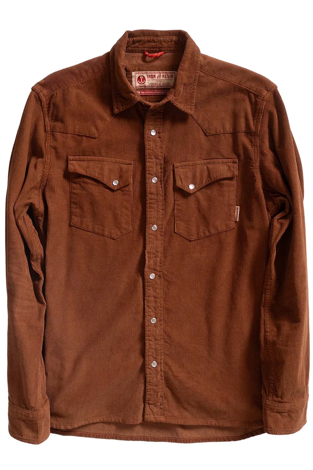 Iron & Resin - Corduroy Ojai Shirt - Rust - Flatlay Front