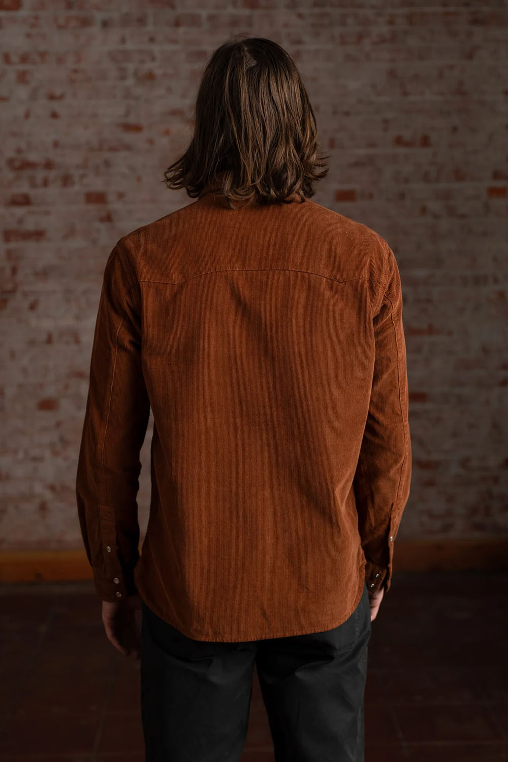 Iron & Resin - Corduroy Ojai Shirt - Rust - Model Back