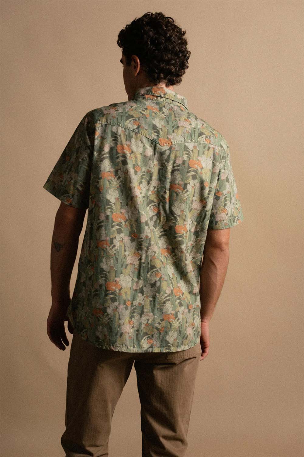 iron and resin cactus shirt green back