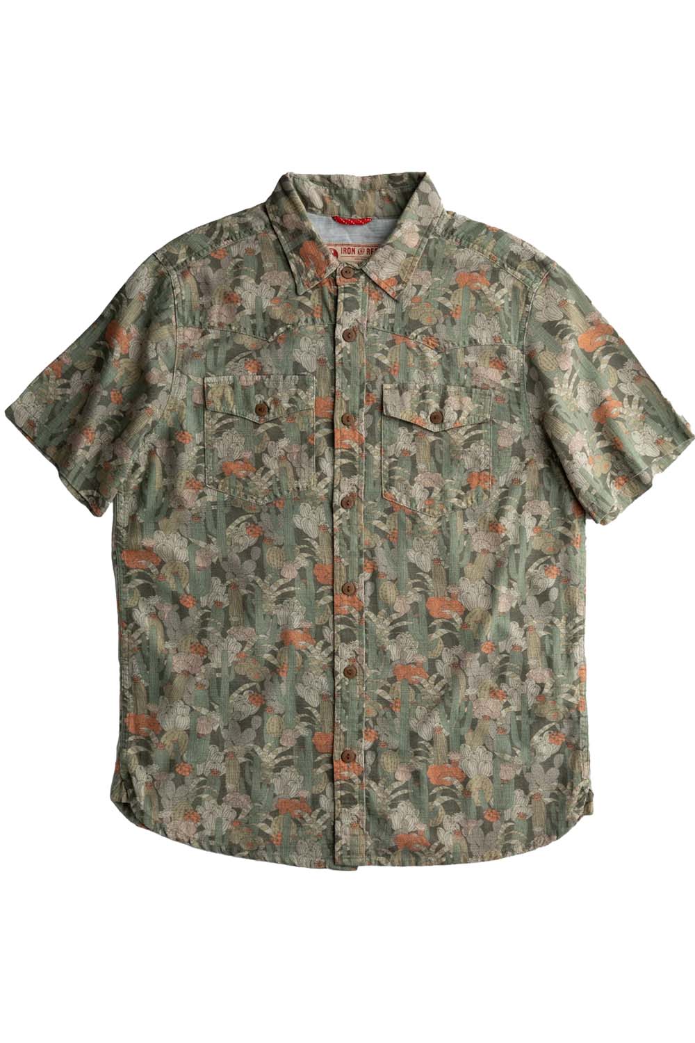 iron and resin cactus shirt green flatlay